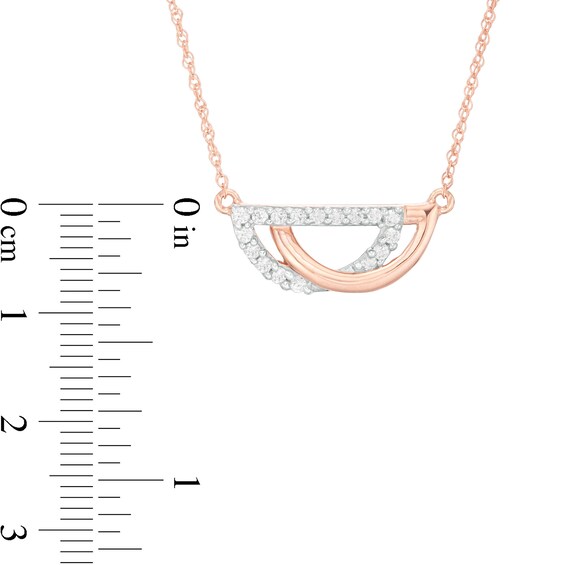 0.115 CT. T.W. Diamond Interlocking Half Circles Necklace in 10K Rose Gold