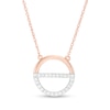 0.115 CT. T.W. Diamond Open Divided Circle Necklace in 10K Rose Gold