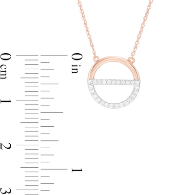 0.115 CT. T.W. Diamond Open Divided Circle Necklace in 10K Rose Gold