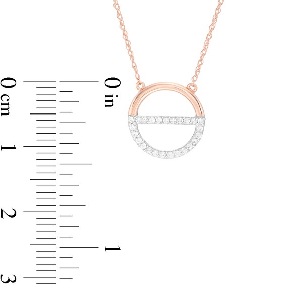 0.115 CT. T.W. Diamond Open Divided Circle Necklace in 10K Rose Gold