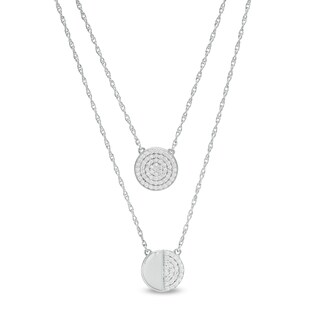 0.23 CT. T.W. Diamond Circle Layered Necklace in Sterling Silver