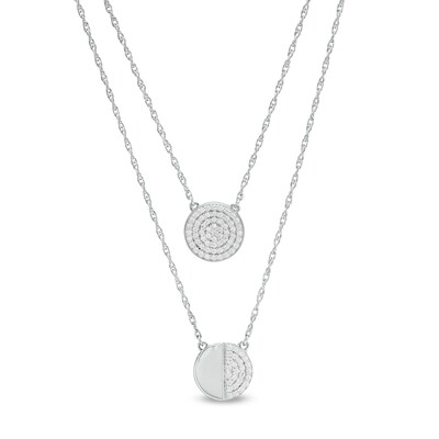 0.23 CT. T.W. Diamond Circle Layered Necklace in Sterling Silver