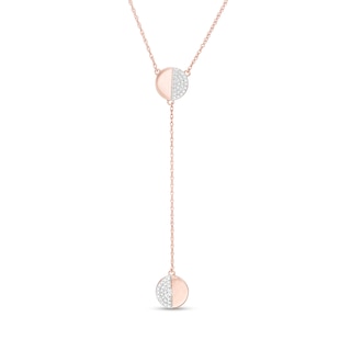 0.085 CT. T.W. Diamond Half Circle Y-Necklace in 10K Rose Gold