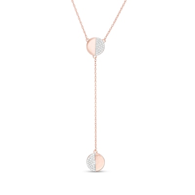 0.085 CT. T.W. Diamond Half Circle Y-Necklace in 10K Rose Gold