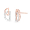 Thumbnail Image 1 of 0.04 CT. T.W. Diamond Interlocking Half Circle Stud Earrings in 10K Rose Gold