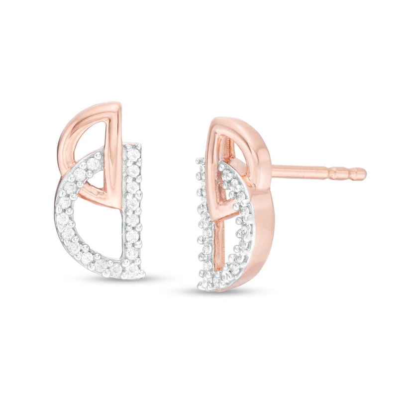 0.04 CT. T.W. Diamond Interlocking Half Circle Stud Earrings in 10K Rose Gold|Peoples Jewellers