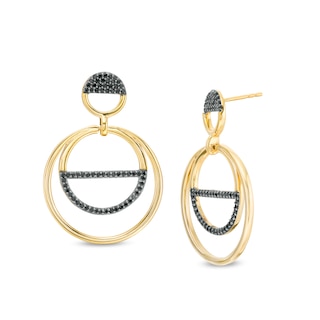 0.45 CT. T.W. Black Diamond Open Circles Drop Earrings in 10K Gold