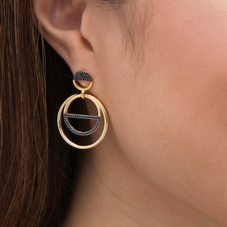 0.45 CT. T.W. Black Diamond Open Circles Drop Earrings in 10K Gold