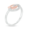 0.085 CT. T.W. Diamond Interlocking Half Circles Ring in Sterling Silver and 10K Rose Gold