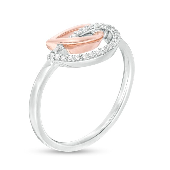 0.085 CT. T.W. Diamond Interlocking Half Circles Ring in Sterling Silver and 10K Rose Gold