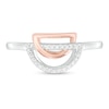 0.085 CT. T.W. Diamond Interlocking Half Circles Ring in Sterling Silver and 10K Rose Gold