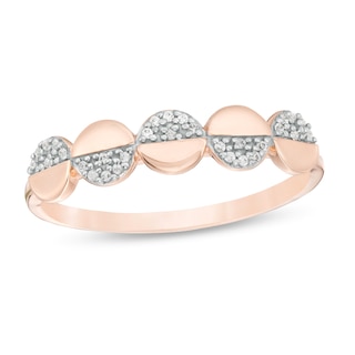 0.04 CT. T.W. Diamond Alternating Half Circles Ring in 10K Rose Gold