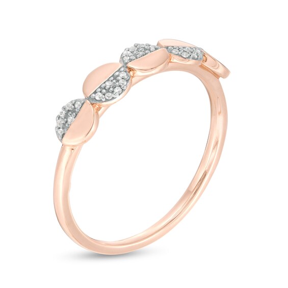 0.04 CT. T.W. Diamond Alternating Half Circles Ring in 10K Rose Gold