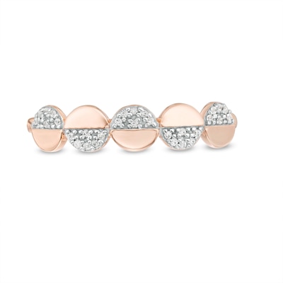 0.04 CT. T.W. Diamond Alternating Half Circles Ring in 10K Rose Gold