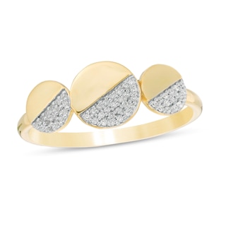 0.086 CT. T.W. Diamond Half Circle Trio Ring in 10K Gold