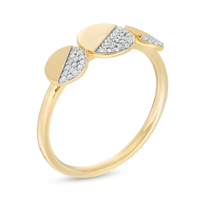 0.086 CT. T.W. Diamond Half Circle Trio Ring in 10K Gold