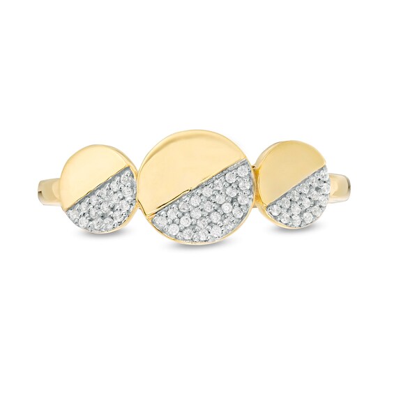 0.086 CT. T.W. Diamond Half Circle Trio Ring in 10K Gold