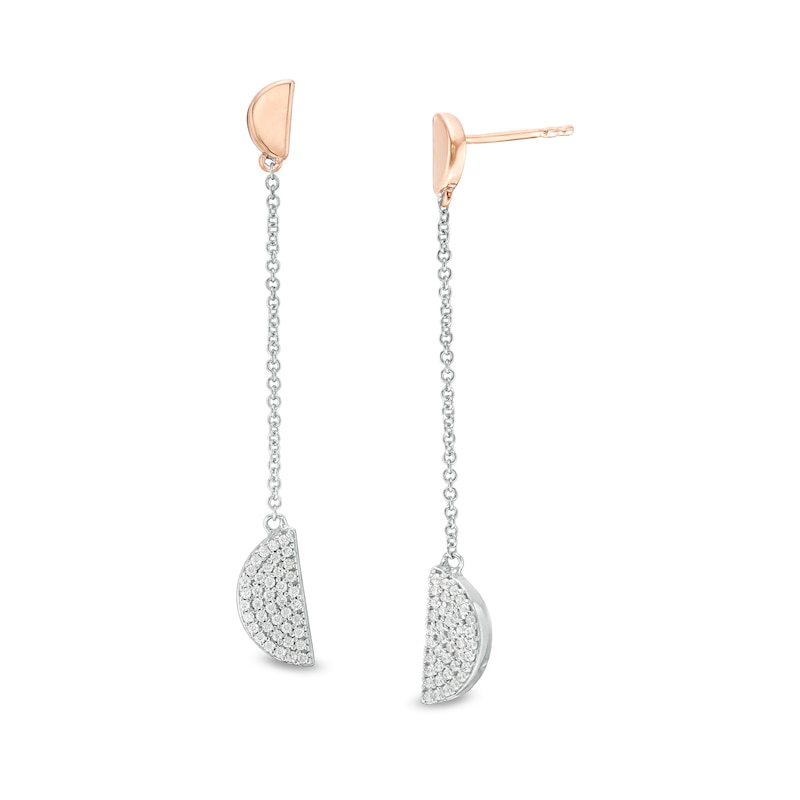 0.18 CT. T.W. Diamond Half Circle Dangle Drop Earrings in 10K Two-Tone Gold|Peoples Jewellers