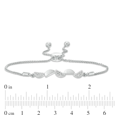 0.14 CT. T.W. Diamond Alternating Half Circles Bolo Bracelet in Sterling Silver - 9.5"