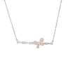 Thumbnail Image 0 of Diamond Accent Sideways Bamboo Stick with Butterfly Necklace in Sterling Silver and 10K Rose Gold