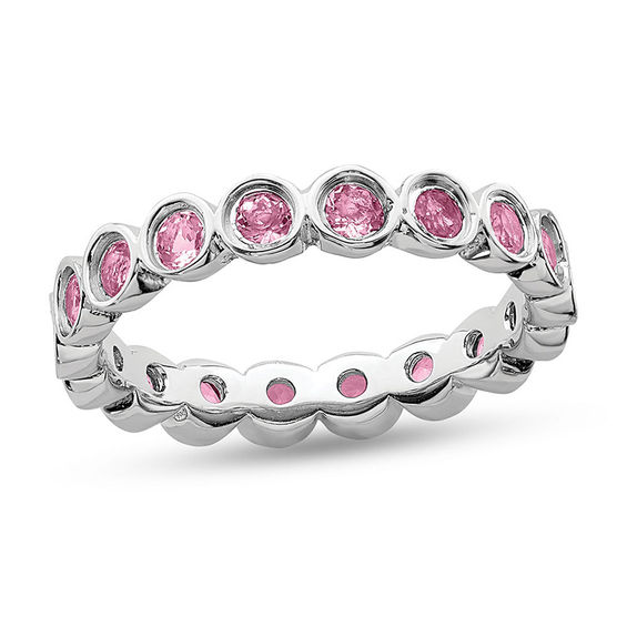 Stackable Expressions™ Bezel-Set Small Tourmaline Eternity Style Ring in Sterling Silver