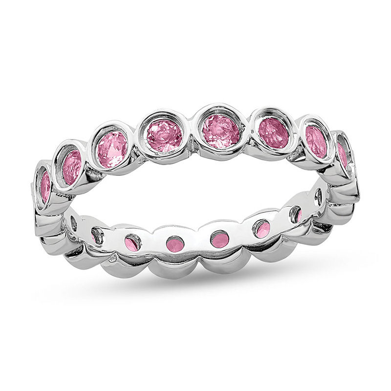 Stackable Expressions™ Bezel-Set Small Tourmaline Eternity Style Ring in Sterling Silver|Peoples Jewellers