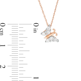 0.18 CT. T.W. Composite Diamond Tilted Butterfly Pendant in 10K Rose Gold