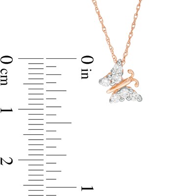 0.18 CT. T.W. Composite Diamond Tilted Butterfly Pendant in 10K Rose Gold