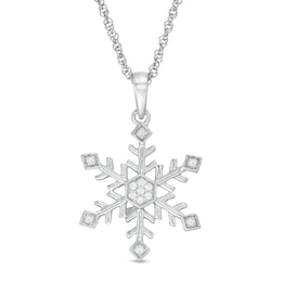 0.04 CT. T.W. Diamond Snowflake Pendant in Sterling Silver