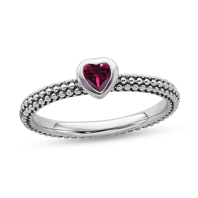 Stackable Expressions™ Heart-Shaped Lab-Created Ruby Ring in Sterling Silver|Peoples Jewellers