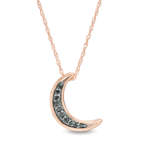 0.04 CT. T.W. Black Diamond Crescent Moon Pendant in 10K Rose Gold