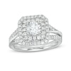 Thumbnail Image 1 of 1.50 CT. T.W. Diamond Double Octagonal Frame Split Shank Engagement Ring in 14K White Gold