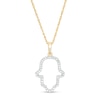 0.088 CT. T.W. Diamond Hamsa Outline Pendant in 10K Gold