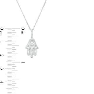 0.085 CT. T.W. Composite Diamond Hamsa Pendant in Sterling Silver