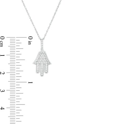 0.085 CT. T.W. Composite Diamond Hamsa Pendant in Sterling Silver