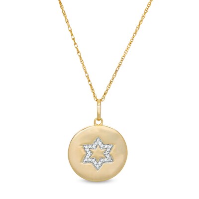 0.066 CT. T.W. Diamond Star of David Disc Pendant in Sterling Silver with 14K Gold Plate