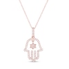 0.23 CT. T.W. Diamond Hamsa with Star of David Pendant in 10K Rose Gold