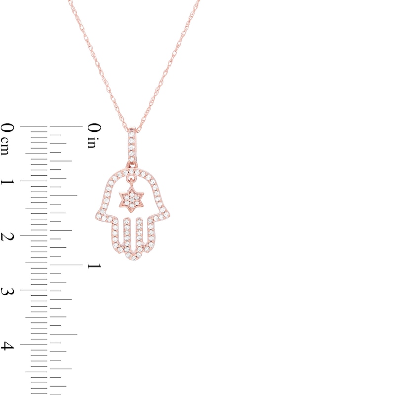 0.23 CT. T.W. Diamond Hamsa with Star of David Pendant in 10K Rose Gold|Peoples Jewellers