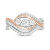 Thumbnail Image 3 of 0.58 CT. T.W. Diamond Three Stone Open Bypass Bridal Set in 10K Two-Tone Gold