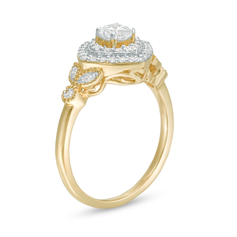 0.69 CT. T.W. Diamond Double Tilted Square Frame Vintage-Style Engagement Ring in 10K Gold|Peoples Jewellers