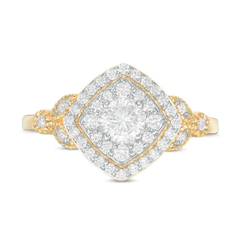 0.69 CT. T.W. Diamond Double Tilted Square Frame Vintage-Style Engagement Ring in 10K Gold|Peoples Jewellers