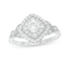 Thumbnail Image 1 of 0.69 CT. T.W. Diamond Double Tilted Square Frame Vintage-Style Engagement Ring in 10K White Gold