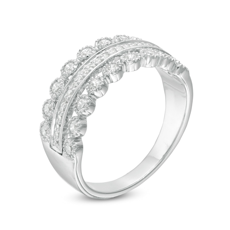 0.37 CT. T.W. Diamond Multi-Row Art Deco Band in 10K White Gold|Peoples Jewellers