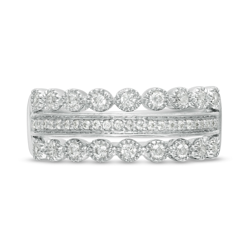 0.37 CT. T.W. Diamond Multi-Row Art Deco Band in 10K White Gold|Peoples Jewellers