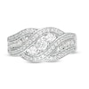 0.69 CT. T.W. Diamond Three Stone Wavy Bypass Engagement Ring in 10K White Gold