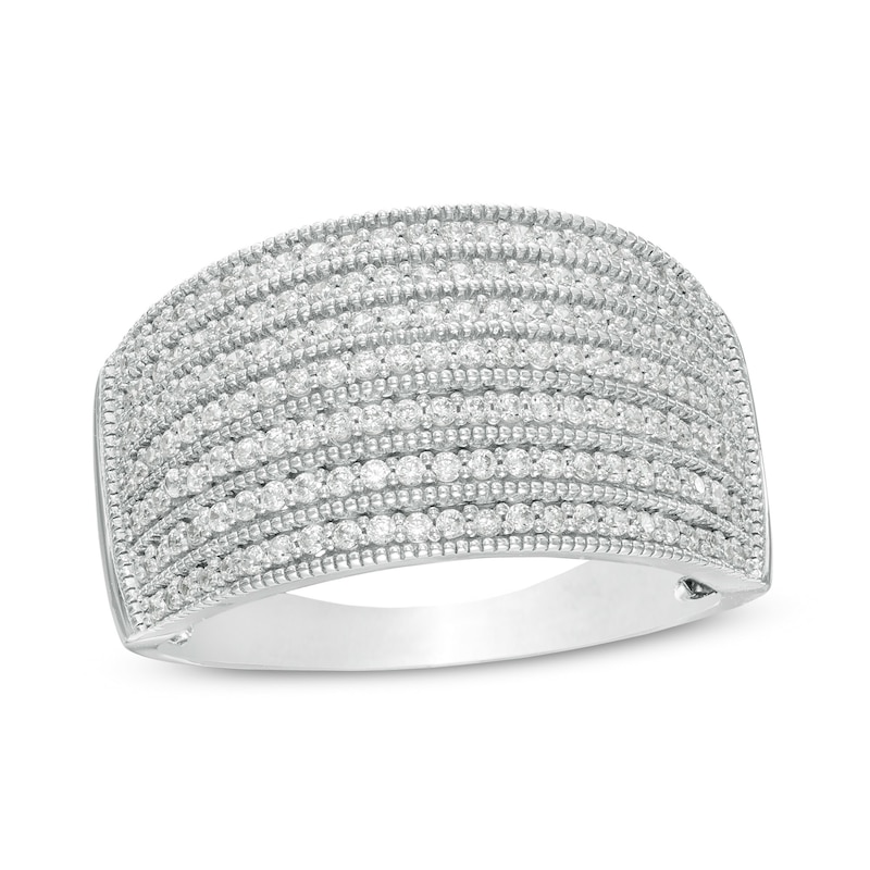 0.58 CT. T.W. Diamond Multi-Row Vintage-Style Ring in 10K White Gold|Peoples Jewellers