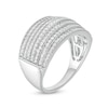 0.58 CT. T.W. Diamond Multi-Row Vintage-Style Ring in 10K White Gold