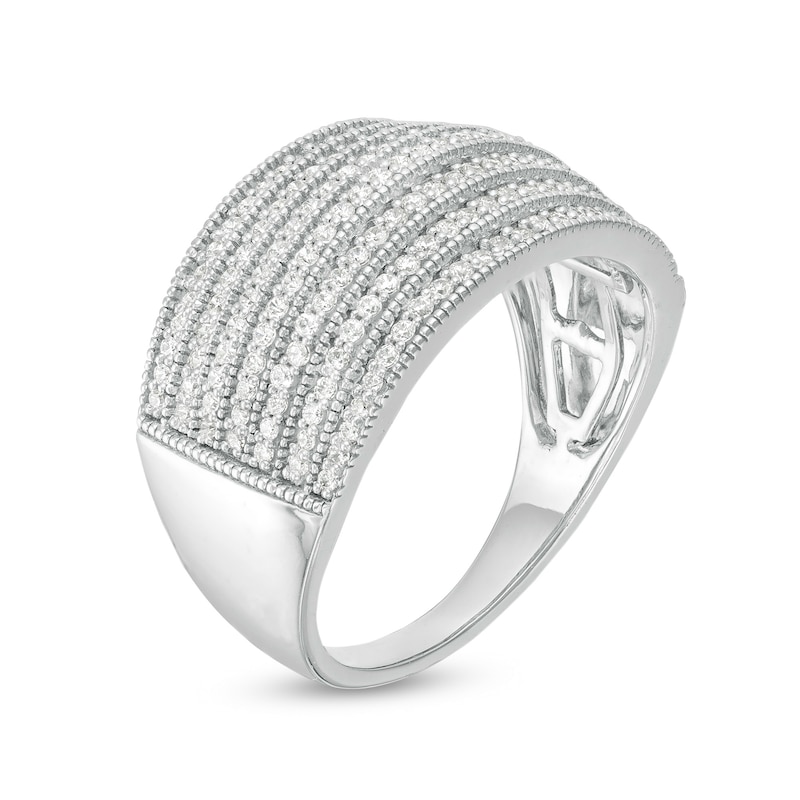 0.58 CT. T.W. Diamond Multi-Row Vintage-Style Ring in 10K White Gold|Peoples Jewellers