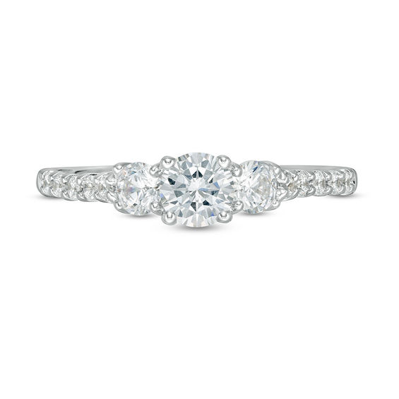 1.75 CT. T.W. Certified Canadian Diamond Three Stone Engagement Ring in 14K White Gold (I/I1)