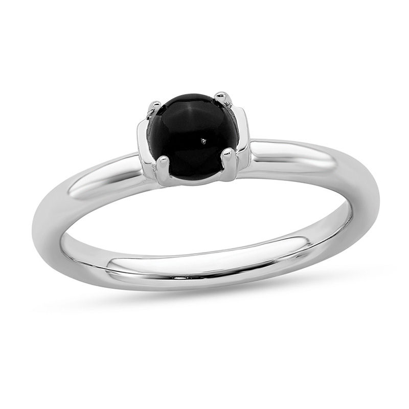 Main Image 1 of Stackable Expressions™ 5.0mm Black Agate Ring in Sterling Silver